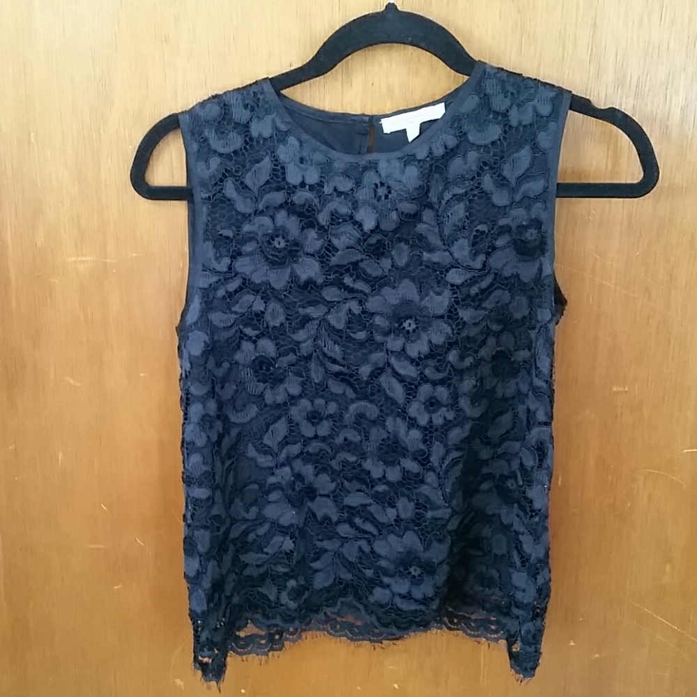 Valerie Khalfon Paris floral black lace sleeveless top